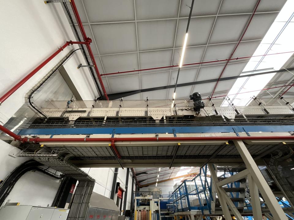 Sipac and Anduze Overhead Conveyor Belt from Spiral Elevator to Palletiser - Line 1&nbsp; 