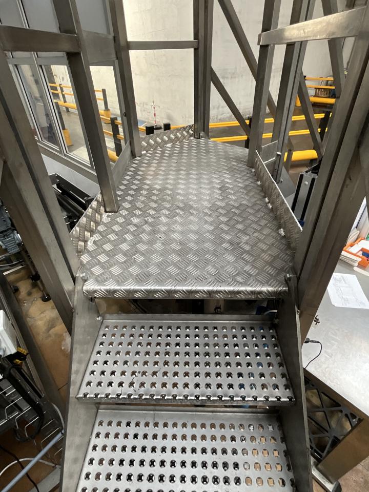 Stainless Steel Step Ladder with Crossover for Conveyor Belt - Line 5&nbsp; 