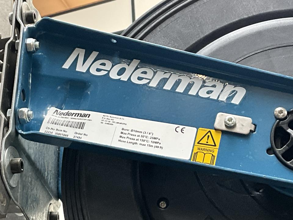Nederman Hose Reel and Prevost Air Line Reel on Stand&nbsp; 